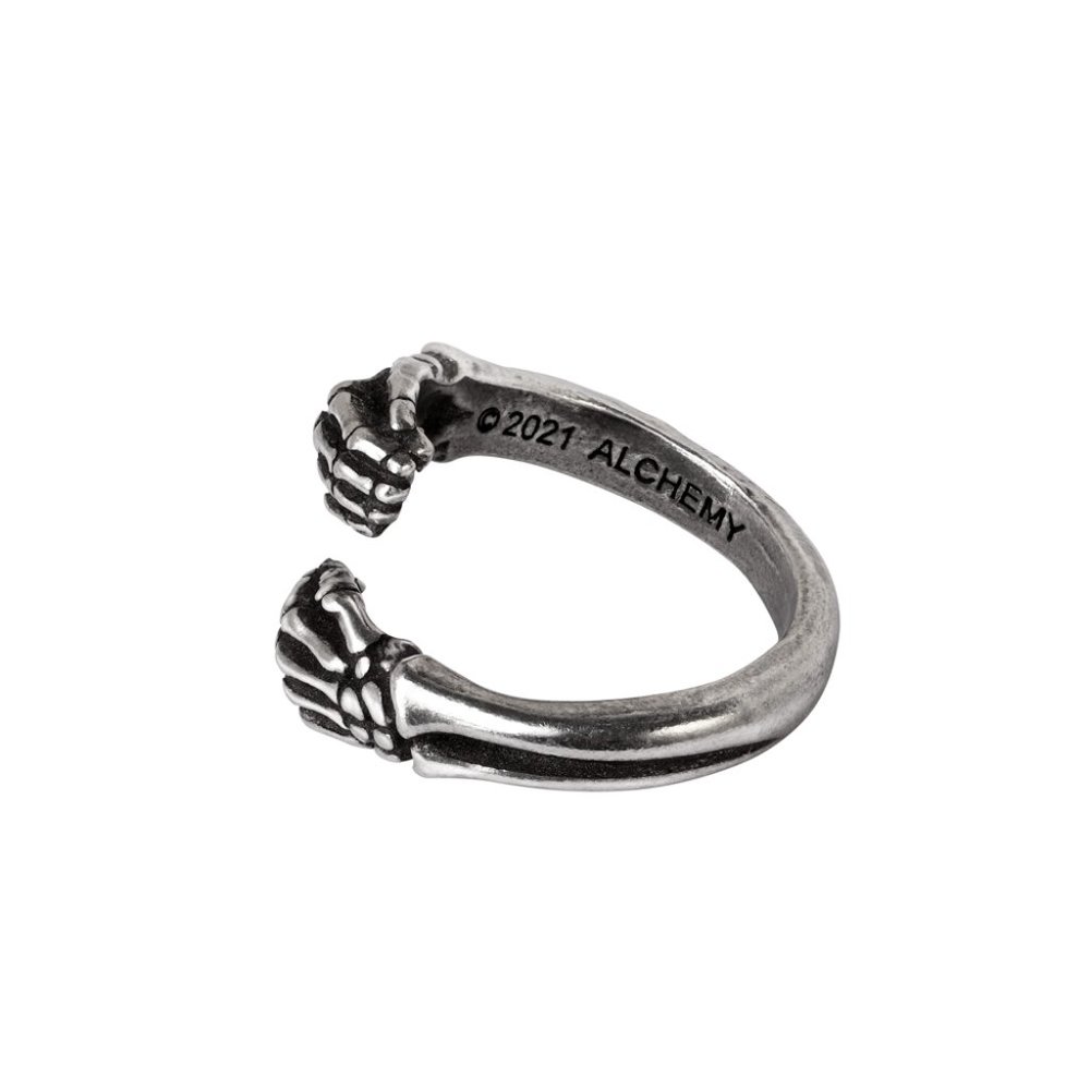 Alchemy Gothic Last Embrace Wrap Ring Fine English Pewter Skeleton Hands 3 Sizes - Picture 5 of 6